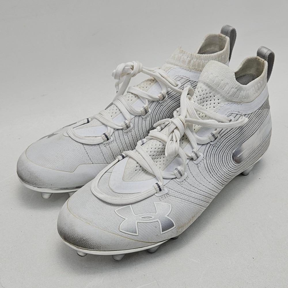 Under Armour Spotlight MC Mens 9 Football Cleats White Silver 3020675-100